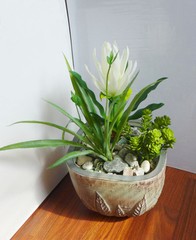 Set of 3 Artificial Plants Flower And Grasses