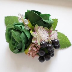 MAFELOE Corsage Boutonniere Set of 2 Pieces, Artificial Flowers Dark Green