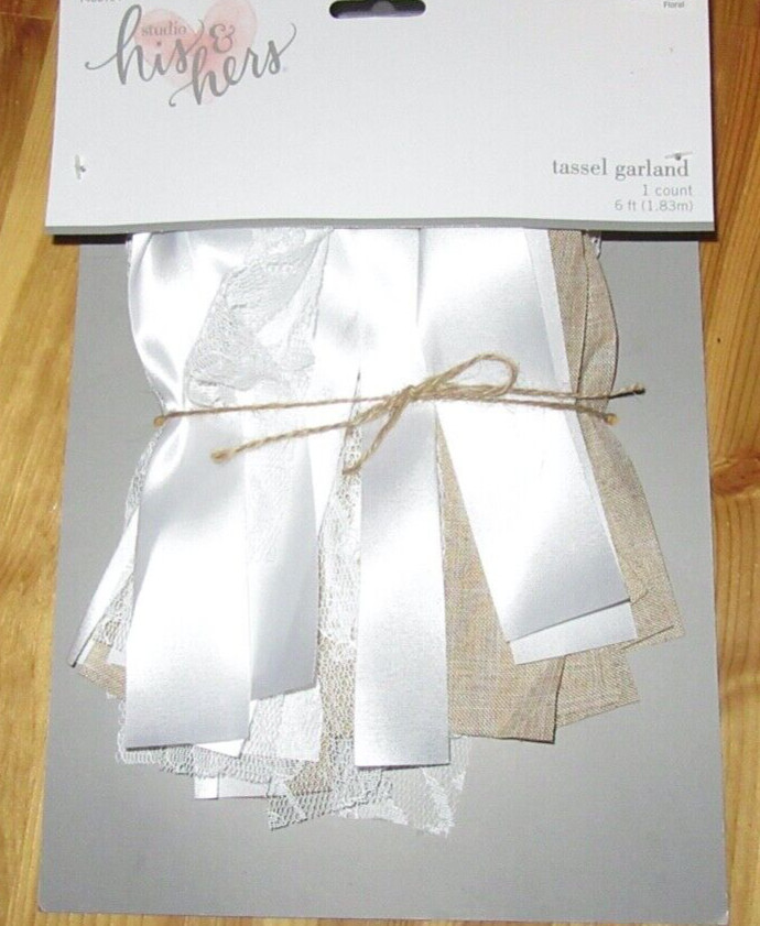 His & Hers 1-6ft Tassel Garland Bridal AccessoriesLace/Textile White/Beige NIP