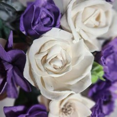 Purple Ivory Rose Calla Lily Sola Bridal Wedding Bouquet Accessories