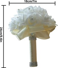 NEW Satin/Brooch Rhinestone Ivory/White Flower Floral Wedding Bridesmaid Bouquet