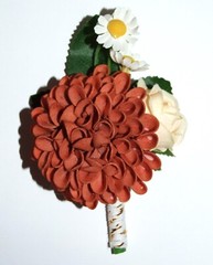 Set of 6 Boutonnières Brown/Maroon Tan/Peach Fall Wedding Party New
