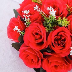 RED 2 Bouquets 10″ Silk Roses Artificial FLOWER BALLS Party Events Decorations