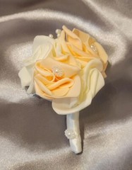 Bride Brooch Bouquet and Groom Boutonnière (Champagne And Ivory)