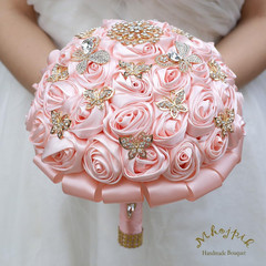 Light Salmon Handmade Bridal Bouquet for Weddings & Quinceaneras – 8.7