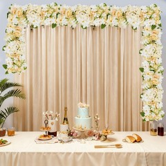 6 Pcs Champagne Artificial Flower Panels Silk Floral Wall Backdrop For Decor