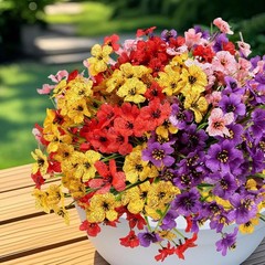 Artificial Fake Plants Flowers for Outdoors,16 Bundles UV Resistant Faux Plastic