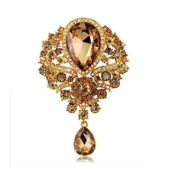 1Pcs Wedding Bridal Bouquet Clear Crystal Rhinestone Teardrop Dangle Brooch Pin