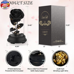 Forever Preserved Black Rose Birthday Gifts for Women,Eternal Flower Gifts for M