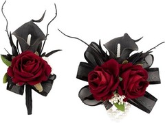 Black Burgundy Calla Lily Corsage and Boutonniere Set for Weddings and Proms