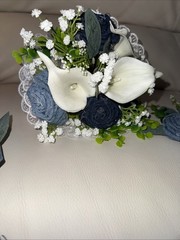 Forever Denim Rose Bridal Bouquet Corsage Boutonnière Wedding Anniversary