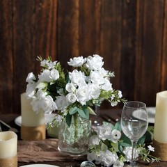 WHITE 4 Bushes 12″ Silk Roses Artificial FLOWERS Bouquets Party Home Decorations