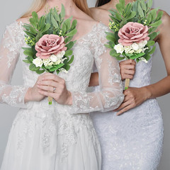 8 Inch Bridesmaid Bouquets Set of 6 – Artificial Flowers Greenery Bouquet for We