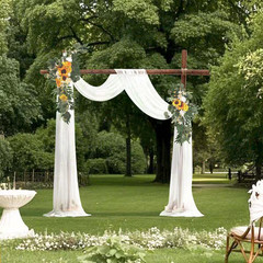 Artificial Wedding Arch Flowers Kit (Pack of 3) with 21Ft Draping Fabric, Sunflo