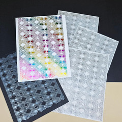 3Pc Rhombus Background Stick&Shine Foil Transfer Sticker Paper for Handmade Card