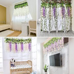 10 Pcs White & Pink Wisteria Hanging Flowers, 3.6Ft/Pcs Fake Wisteria