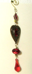 9″ Heart with red bead jewels hanging ornament