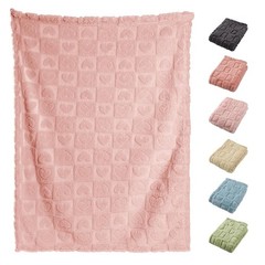 4 Pcs Manta Bebe Corazones Suave Regalo Recien Nacido 30×40 Beige Gris Azul Rosa