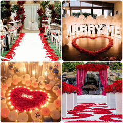 Rose Petals for Romantic Night – Artificial Red Rose Petals with LED Candles for