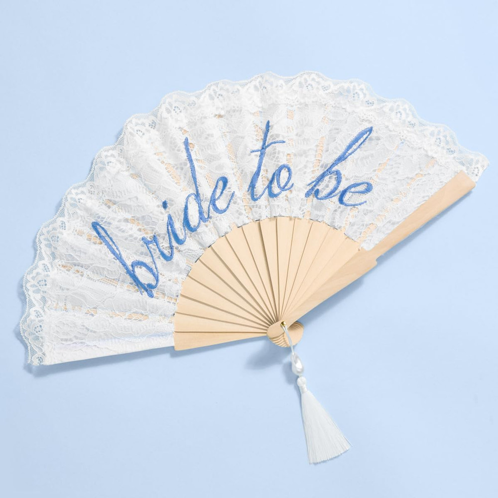 White Lace Bride to Be Folding Fan | Bridal Something Blue, Wedding Accessory, B