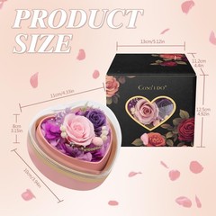 Casaido Preserved Real Rose with I Love You Necklace in Heart Shaped Pink