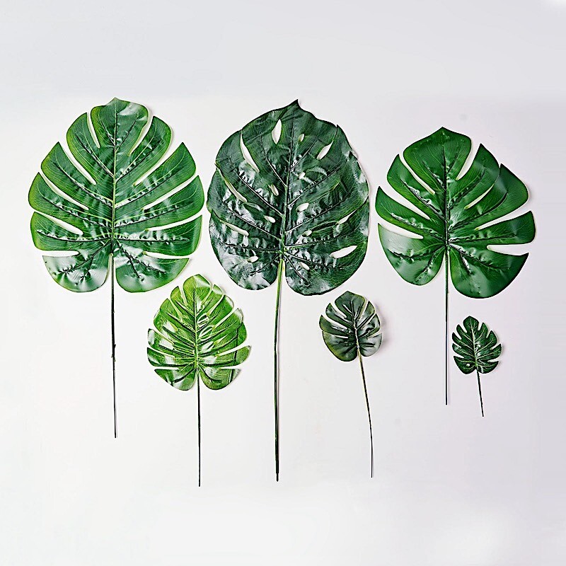 6 pcs Monstera Leaves Artificial Tropical Greenery Stems Wedding Party Supplies