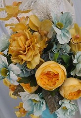 Sunny Yellow and Aqua Garden Faux Silk Wedding Bouquet
