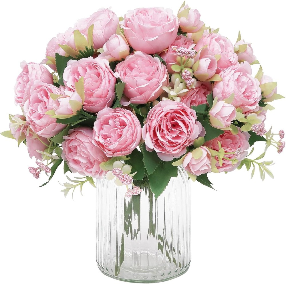 MARTINE MALL 2 Packs Peonies Artificial Flowers, Light Pink Artificial Peonies