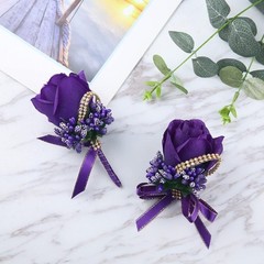 Wrist Corsage Boutonniere Set 6 Pack, Artificial Rose Bridesmaid Corsage and …