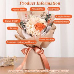 Jtoder Forever Flowers for Delivery, Preserved Flower Bouquets, Long B-Pink