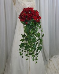 Roses Are Red Waterfall Faux Silk Wedding Bouquet