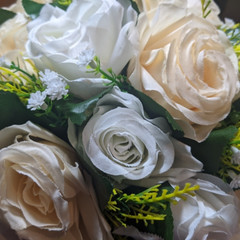 Silk Roses Flowers Centerpiece Arrangement Peach White Bridal Party USA Seller