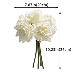 Artificial Roses Single Stem 10pcs Fake Silk Flower White(not Include Vase)