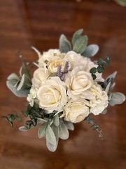 Artificial Wedding Flower Bouquet White Rose Eucalyptus & Lavender Greenery