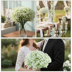 150PCS Babys Breath Artificial Flowers, Bulk Faux Baby Breath Flower Babys
