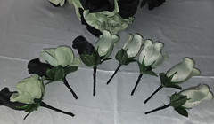 Wedding Bouquet Set, Black, Green Flower Package, 11 Pieces
