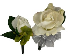 Formal Corsage & Boutonniere Very Realistic Artificial Rose White Faux Flower