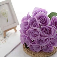 LAVENDER 12″ tall Velvet Roses ARTIFICIAL FLOWERS Bouquet Party Decorations