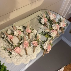 Lot Of 12 Light Pink Boutonnieres Artificial/paper/dried Flowers