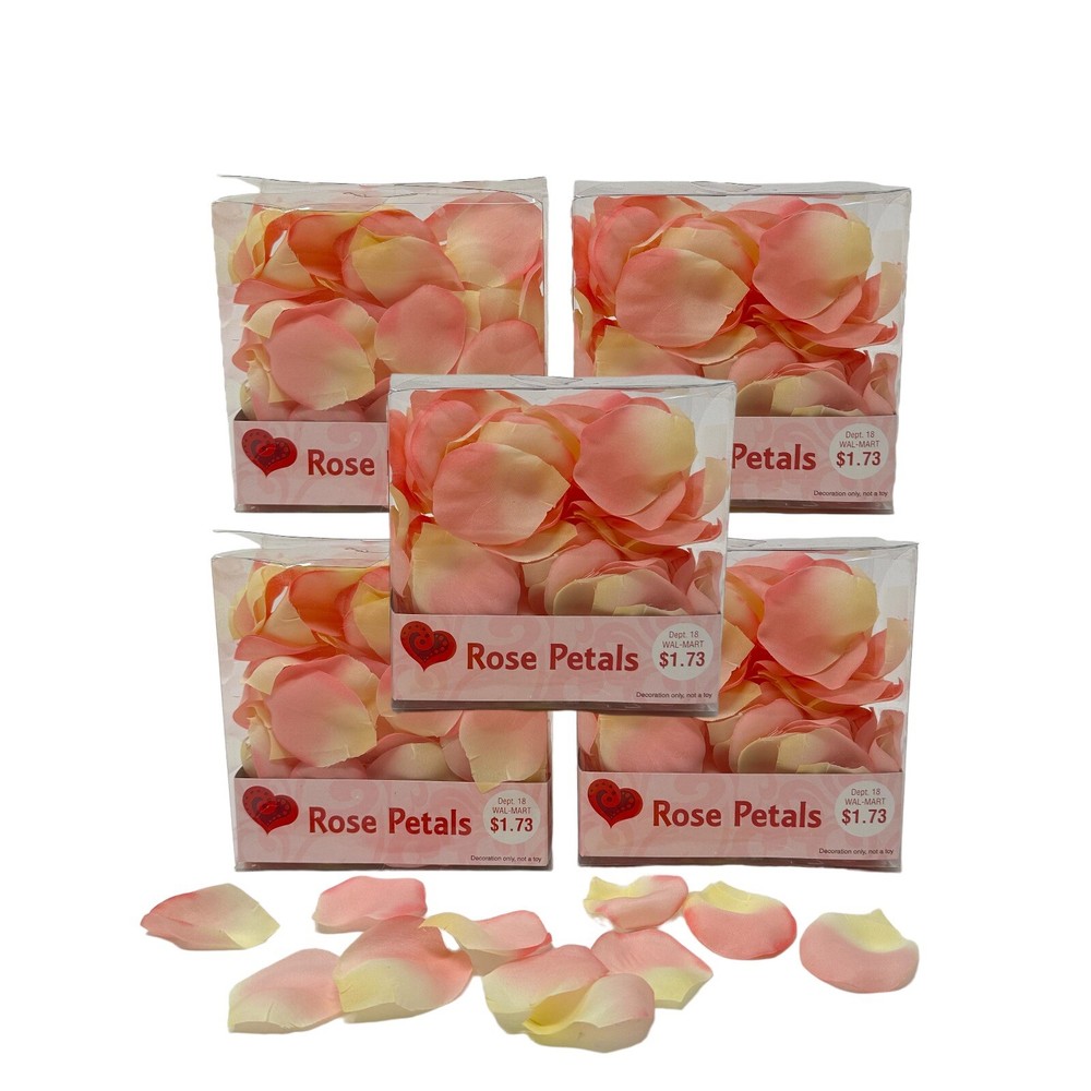 Vintage 90s Faux Rose Petals 2,000 Light Pink Yellow Artificial Flowers Love