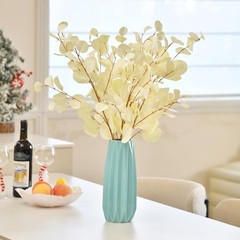3 PCS Artificial Eucalyptus Stems 33″ Long Cream White Fake Leaves – 3 Pieces