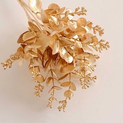 4 GOLD Metallic Artificial Eucalyptus Leaves Bushes Party Events Decorations