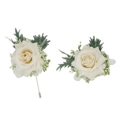 Exquisite Wedding Wristlet Artificial Flower Coordinating Grooms Boutonniere