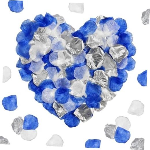 1200 Pcs Rose Petals,Blue White Silver Rose Petals Decoration White,blue,silver