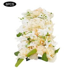 6 Pcs Champagne Artificial Flower Panels Silk Floral Wall Backdrop For Decor