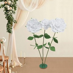 White Giant Artificial Flowers, Giant Rose, Artificial Flowers with Base Durable