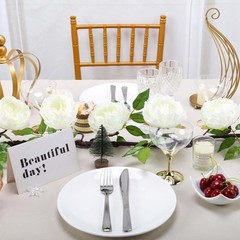 CREAM 6 ft long Silk Peony Flowers Garland with Leaves Bendable Wire Vines Sale