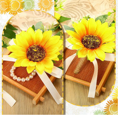 20 Pcs Sunflower Wrist Corsage and Boutonniere Set