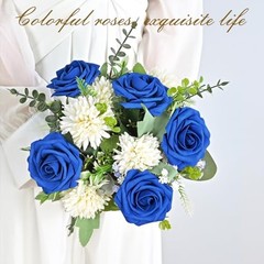 Artificial Flowers Fake Roses with Stems Boxed Foam Roses for 16Pcs Royal Blue