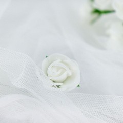 48 WHITE Mini Roses 4″ Foam ARTIFICIAL FLOWERS Stems Party Wedding DIY Supplies